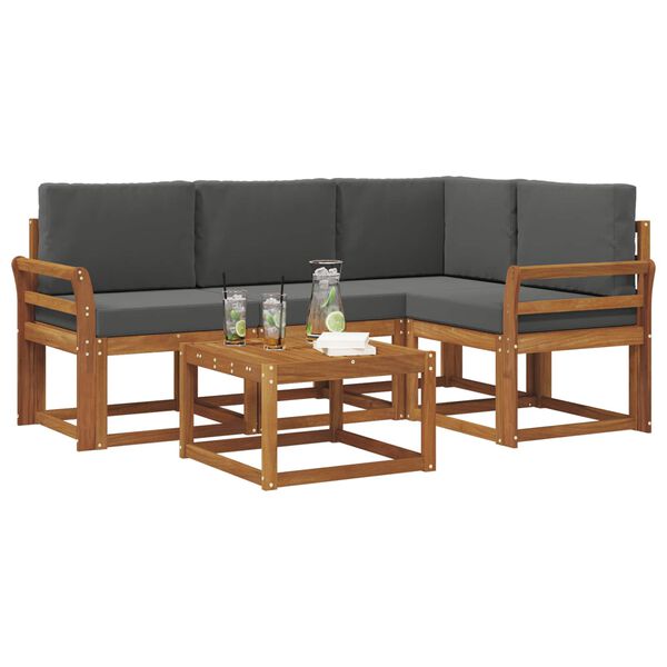 vidaXL Lauko sofos komplektas su pagalve 5 pcs Natūralus ir antracitas