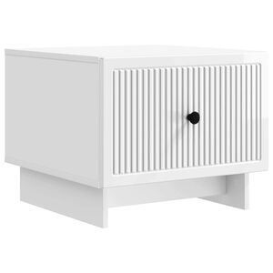 vidaXL Kavos staliukas su stalčių Itin blizgi balta 49 x 50 x 40 cm