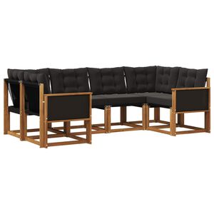 vidaXL Lauko sofos komplektas su pagalve 6 pcs Natūrali ir juoda