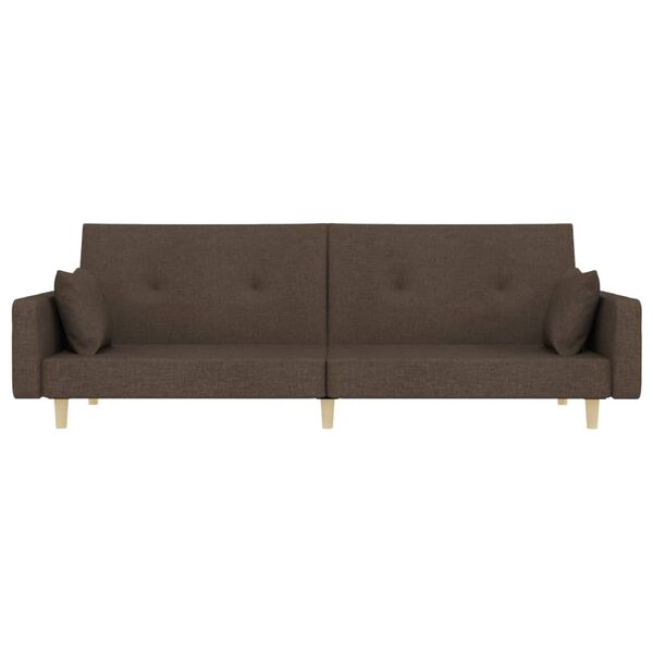 vidaXL Dvivietė sofa-lova su dvejomis pagalvėmis, taupe, audinys