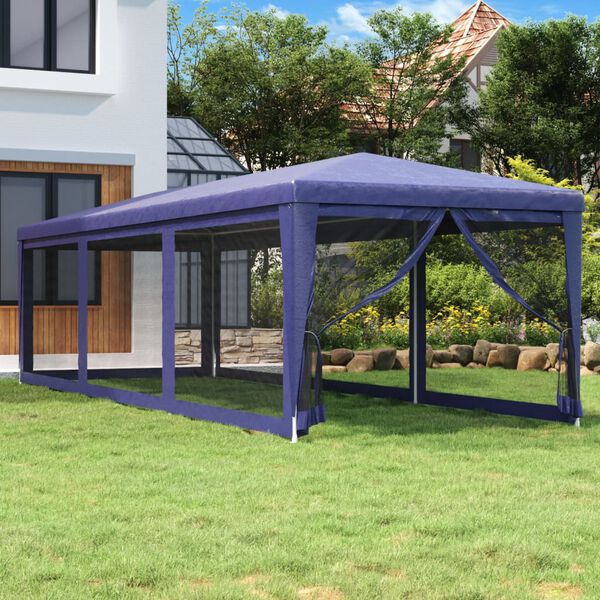 vidaXL Proginė palapinė su 8 tinklinėmis sienomis, mėlyna, 3x9m, HDPE