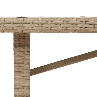 vidaXL Stalas su akacijos stalviršiu, smėlio, 190x80x74cm, poliratanas