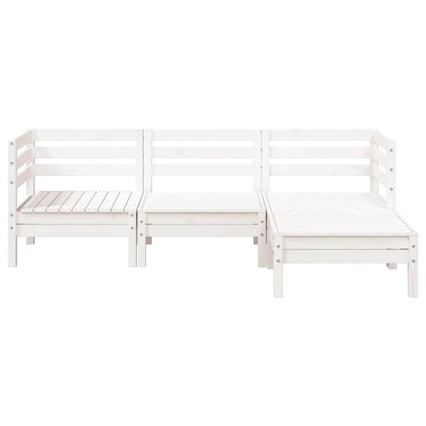 vidaXL Trivietė sodo sofa su pakoja, balta, pu&scaron;ies medienos masyvas