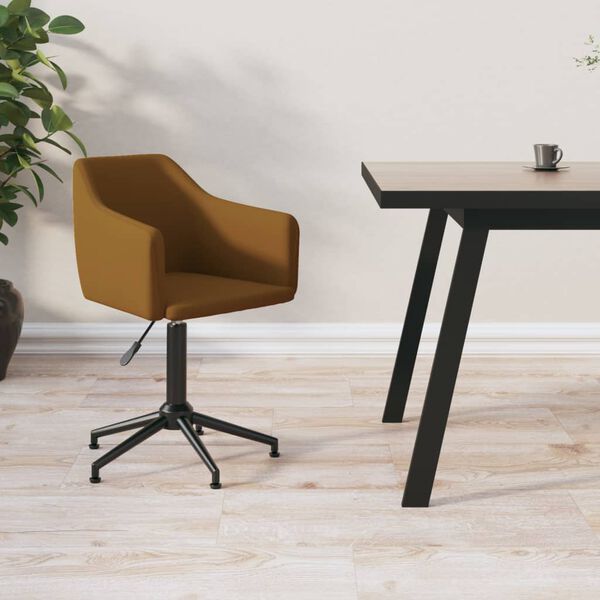 vidaXL Pasukama valgomojo kėdė, rudos spalvos, aksomas