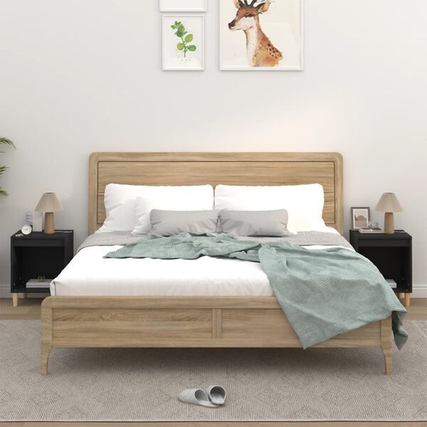 vidaXL Naktinės spintelės, 2vnt., juodos spalvos, 40x35x50cm