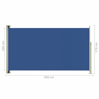 vidaXL Ištraukiama šoninė kiemo pertvara, mėlynos spalvos, 170x300cm