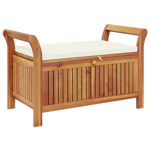 vidaXL Sodo suoliukas-daiktadėžė su pagalvėle, 91cm, akacijos masyvas