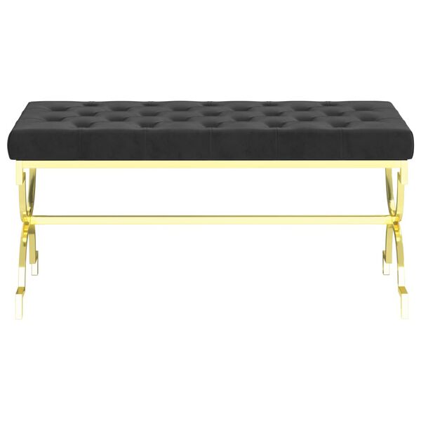 vidaXL Suoliukas, juodas, 99cm, aksomas ir nerūdijantis plienas