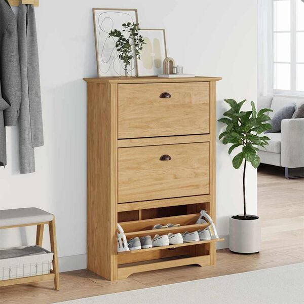 vidaXL Batų stovas BODO Medus ruda 80 x 35 x 118 cm Apdirbta mediena