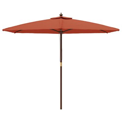 vidaXL Sodo skėtis su mediniu stulpu, terakota spalvos, 299x240cm