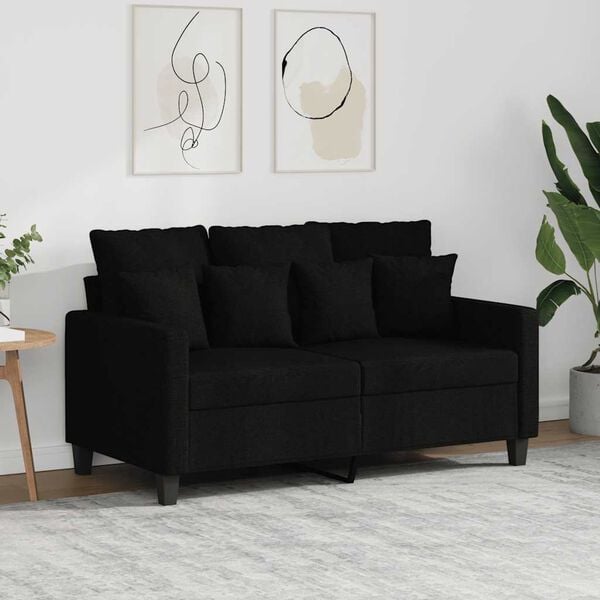 vidaXL Dvivietė sofa, juodos spalvos, 120cm, audinys