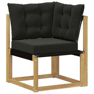 vidaXL Lauko kampinė sofa Kietas akacijos medis ir tekstilenas Balta