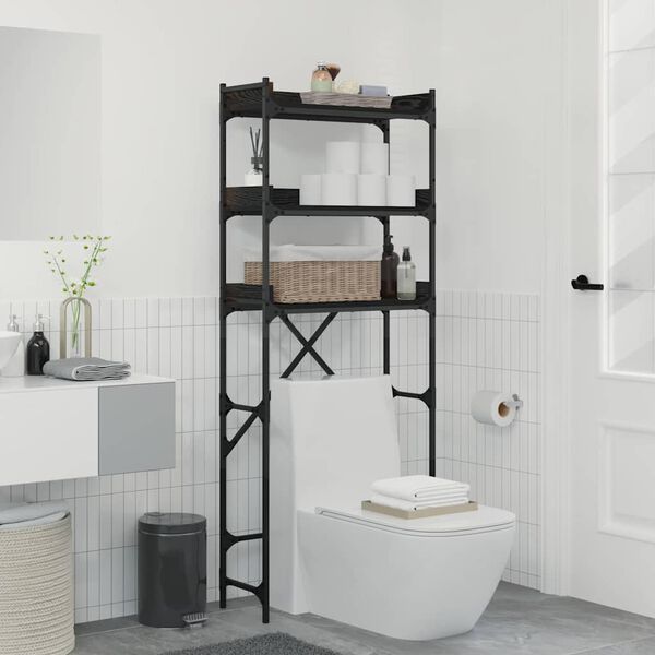 vidaXL Skalbimo ma&scaron;inos laikiklis Juodas 0ak 67 x 25 x 163 cm