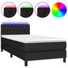 vidaXL Lova su spyruoklėmis/čiužiniu/LED, juoda, 90x190 cm, audinys