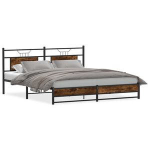 vidaXL Lovos rėmas be čiužinio, dūminio ąžuolo, 180x200cm, metalas