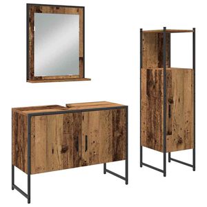 vidaXL Vonios baldų rinkinys 3 vnt. Ruda 33 x 33 x 113.5 cm