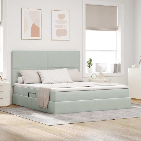 vidaXL Lova su galvūgalio &Scaron;viesiai pilka 180 x 200 cm Aksomas