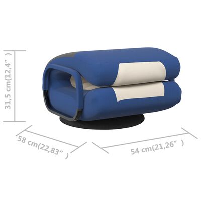 vidaXL Ant grindų pastatoma pasukama kėdė, mėlyna/kreminė, audinys