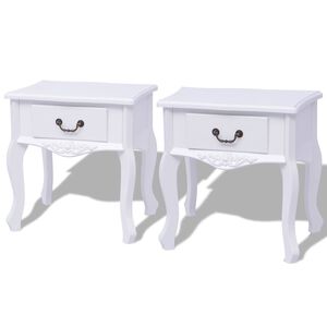 vidaXL Spintelė prie lovos, 2 vnt., MDF, balta