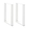 vidaXL Valgomojo stalo kojelės, 2 vnt., baltos, 70x(72-73) cm, plienas, U formos