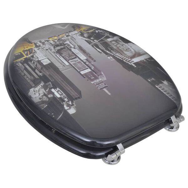 vidaXL Klozeto sėdynės su dangčiu, 2vnt., MDF, Niujorko dizainas