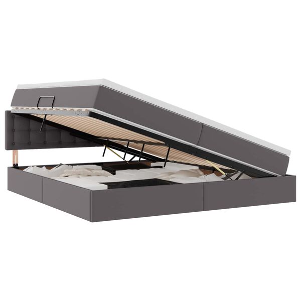 vidaXL Saugos lova su čiužiniu Pilka 200 x 200 cm Dirbtinė oda