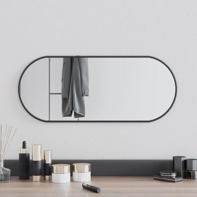 vidaXL Sieninis veidrodis, juodos spalvos, 60x25cm, ovalo formos