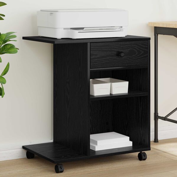 vidaXL Spausdintuvo laikiklis Juodas ąžuolas 60 x 40 x 68.5 cm