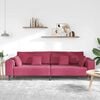vidaXL Sofa su pagalve Vyno raudona 250 x 77 x 76 cm Aksomas
