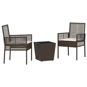 vidaXL Sodo Bistro Rinkinys 3 vnt. Ruda poliratanas