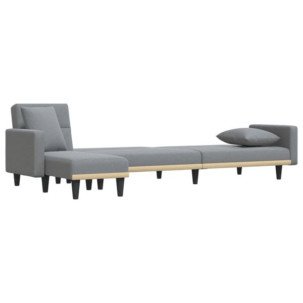 vidaXL L formos sofa-lova, &scaron;viesiai pilka, 275x140x70cm, audinys