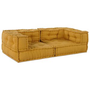 vidaXL Dvivietė modulinė sofa, geltona, 140x70x36, audinys