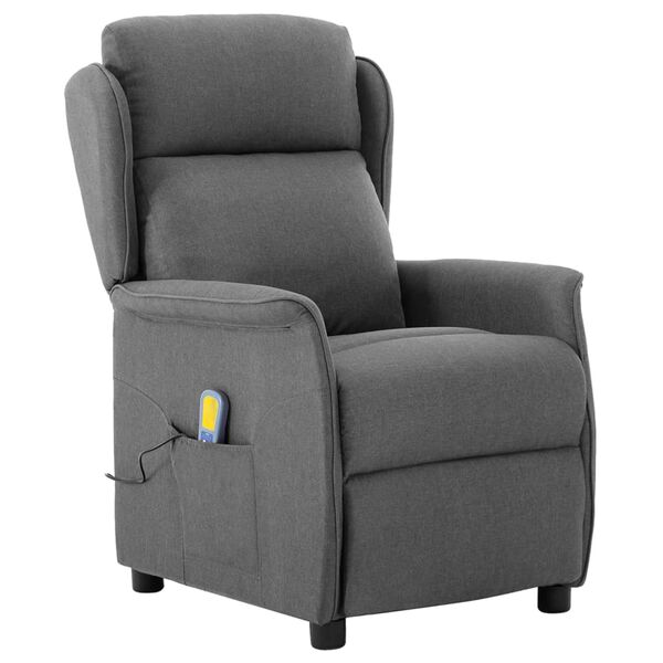 vidaXL Elektrinis masažinis krėslas, šviesiai pilkos spalvos, audinys