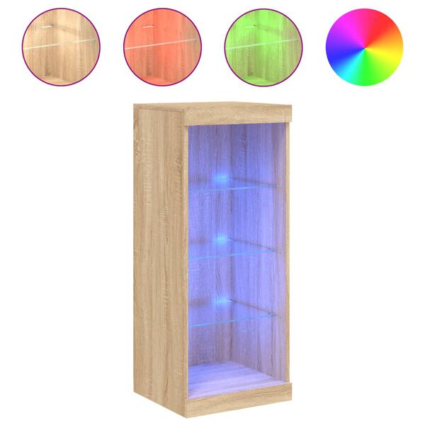 vidaXL Šoninė spintelė su LED lemputėmis, ąžuolo spalvos, 41x37x100cm