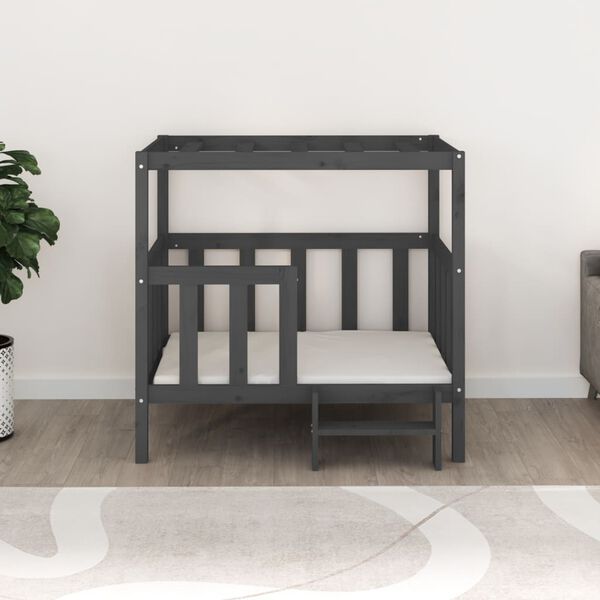 vidaXL Lova &scaron;unims, pilka, 105,5x83,5x100cm, pu&scaron;ies medienos masyvas