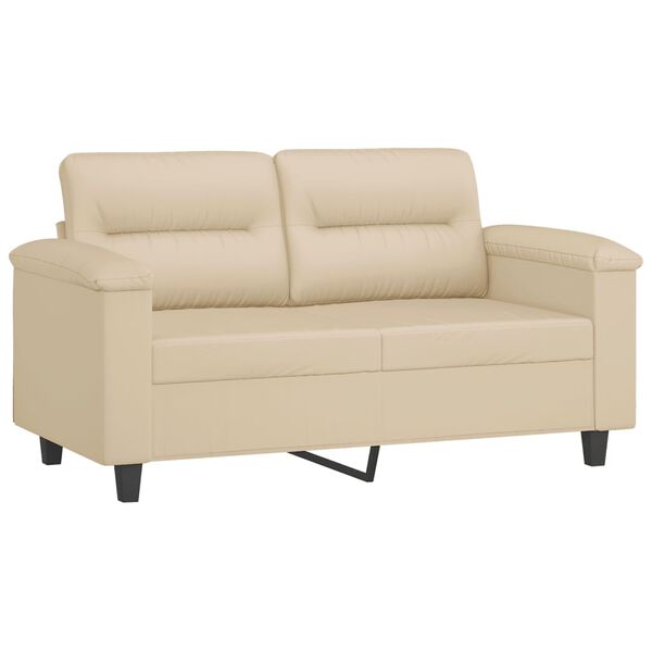 vidaXL Dvivietė sofa su pagalvėmis, kreminė, 120cm, audinys