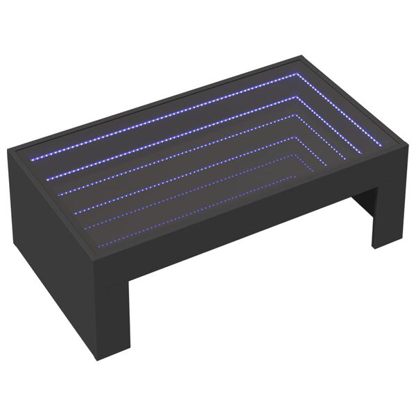 vidaXL Kavos staliukas su Infinity LED lemputėmis, juodas, 90x50x30cm