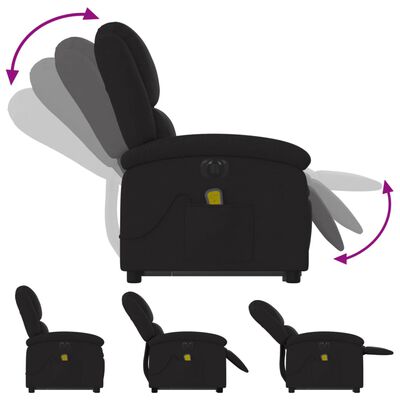 vidaXL Atsistojantis elektrinis masažinis krėslas, juodas, audinys