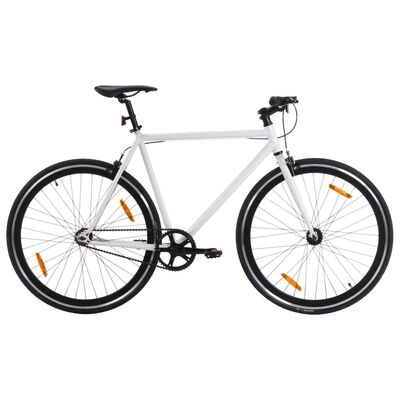 vidaXL Fiksuotos pavaros dviratis, baltas ir juodas, 700c, 59cm