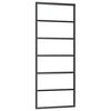 vidaXL Stumdomos durys, juodos, 76x205cm, ESG stiklas ir aliuminis