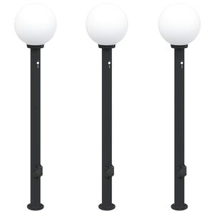 vidaXL Stulpeliniai &scaron;viestuvai su jutikliu ir lizdu, 3 vnt., 120 cm, juodi, IP44