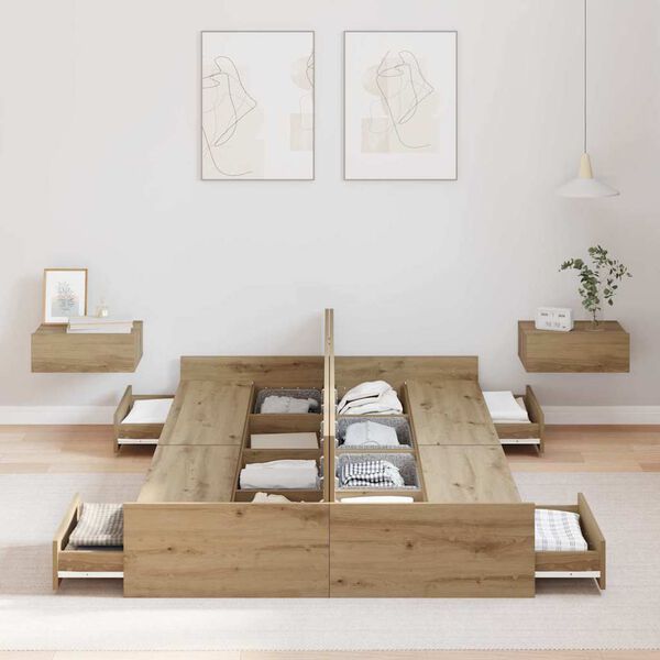 vidaXL Lova su daiktų laikymo vieta Amatininkų ąžuolas 120 x 190 cm