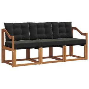vidaXL Lauko sofos komplektas su pagalve 3 pcs Natūrali ir juoda