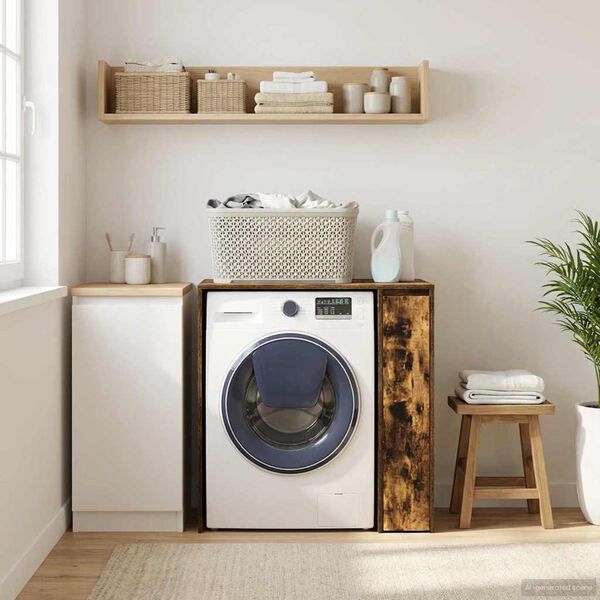 vidaXL Skalbimo ma&scaron;inos spintelė Rūkyta ąžuolas 87 x 60 x 89 cm