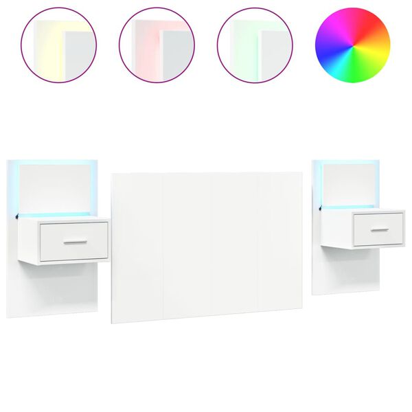 vidaXL Lovos galvūgalis su spintelėmis, baltas, 120cm, mediena