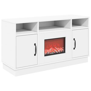 vidaXL Elektrinis židinys Balta 100 x 33 x 55 cm Apdirbta mediena