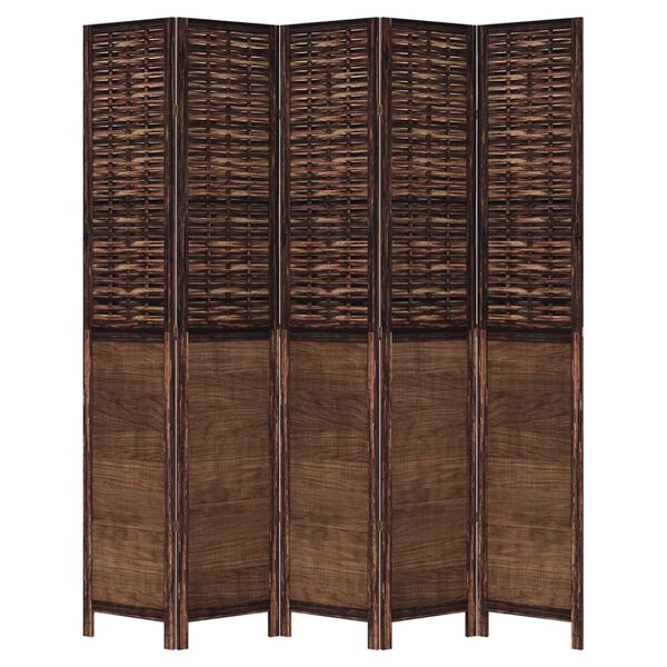 vidaXL Kambario pertvara, 5 segmentai, tamsiai ruda, paulovnija