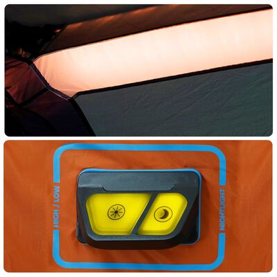 vidaXL Šeimos palapinė su LED, pilka ir oranžinė, 9 vietų