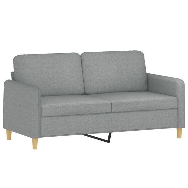 vidaXL Dvivietė sofa su pagalvėlėmis, &scaron;viesiai pilka, 140cm, audinys