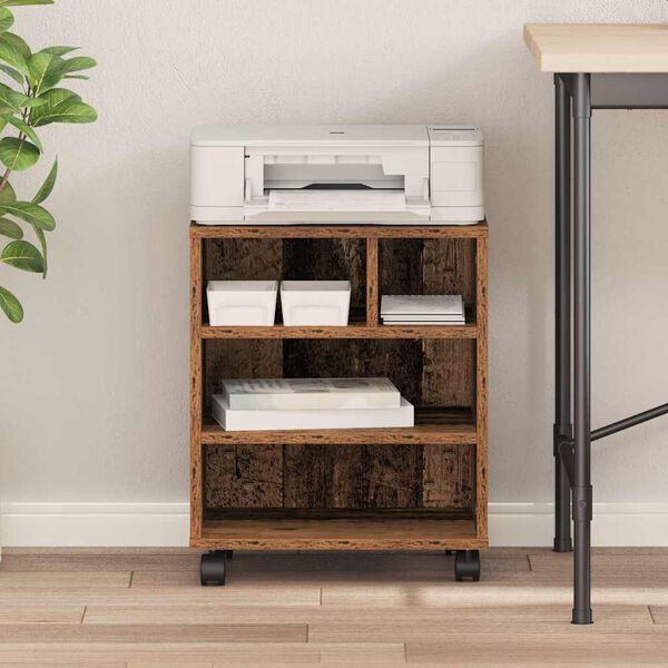 vidaXL Spausdintuvo laikiklis su saugykla Sena mediena 41 x 32 x 48 cm